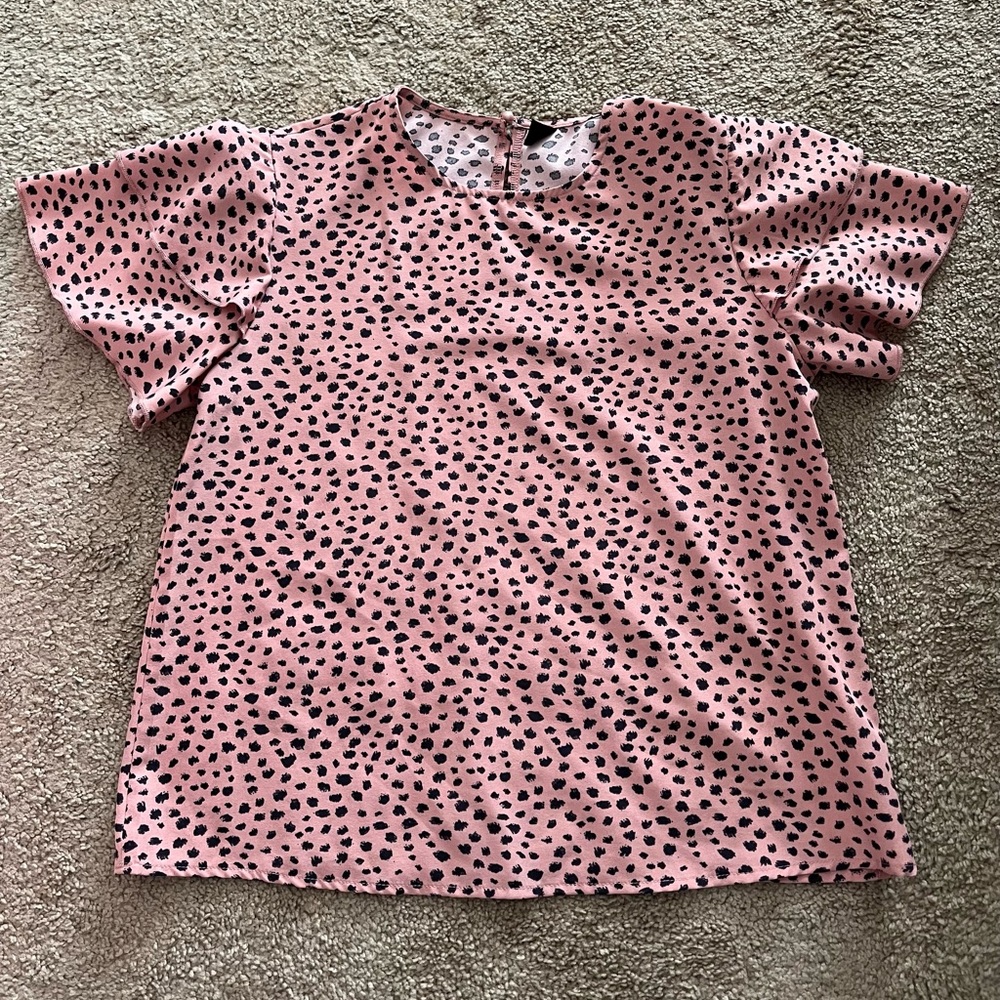 SHEIN S Pink Cheetah Print Blouse